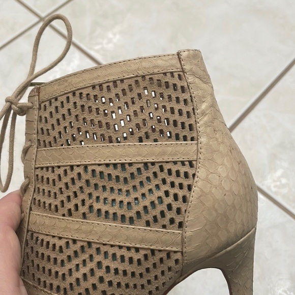 Joie Laser Cut Suede and snake skin Trimmed booties. - Picture 14 of 16